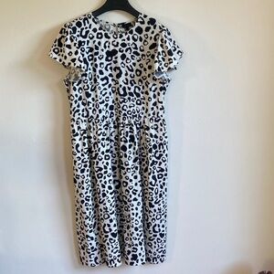 Who What Wear Black and White Leopard Print Midi Dress XL